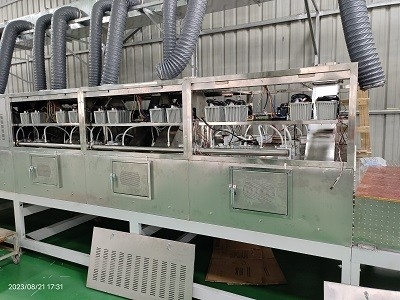 17530 मिमी × 1600 मिमी × 1100 मिमी 80 डिग्री सेल्सियस पर सटीक तापमान नियंत्रण के लिए वैक्यूम माइक्रोवेव ड्रायर