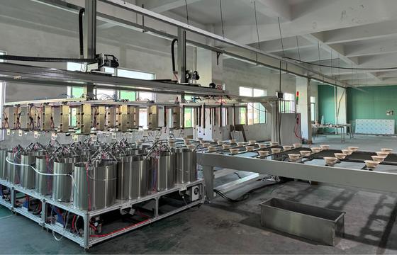 मोल्ड पल्स टेबलवेयर के लिए उच्च आउटपुट स्पिन कोटिंग उत्पादन लाइन - अनुकूलन योग्य मापदंडों के साथ 24-स्टेशन आंतरिक कोटिंग सिस्टम