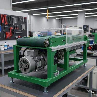 220V 50HZ सिंक्रोनस सीएनसी ग्रीन कन्वेयर बेल्ट मशीन 0.75KW