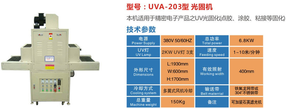 पर्यावरण के अनुकूल डिजाइन के साथ AC220V/50HZ पावर सप्लाई यूवी क्यूरिंग मशीन