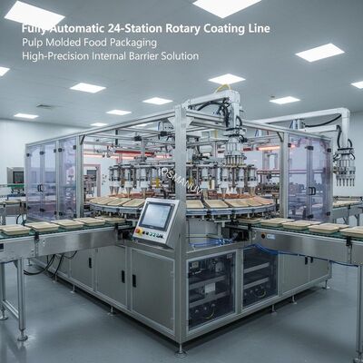 Fully Automatic 24-Station Rotary Coating Line for Pulp Molded Food Packaging - High-Precision Internal Barrier Solution
