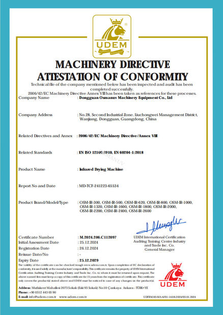 चीन Dongguan Osmanuv Machinery Equipment Co., Ltd प्रमाणपत्र